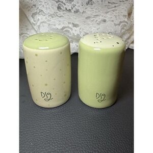 Darling Spring Light Green And White Ceramic Salt & Pepper Shakers, New In Box